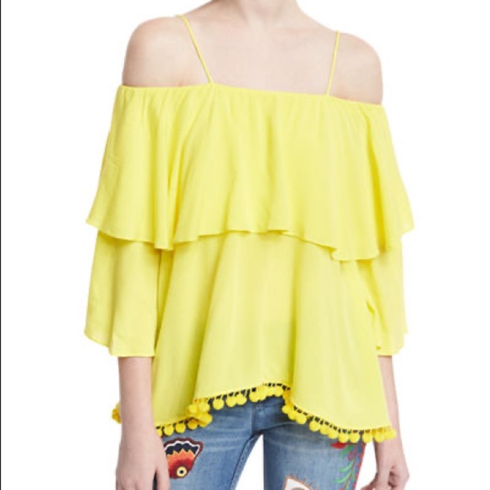 Alice + Olivia “Meagan” Pom Pom Blouse